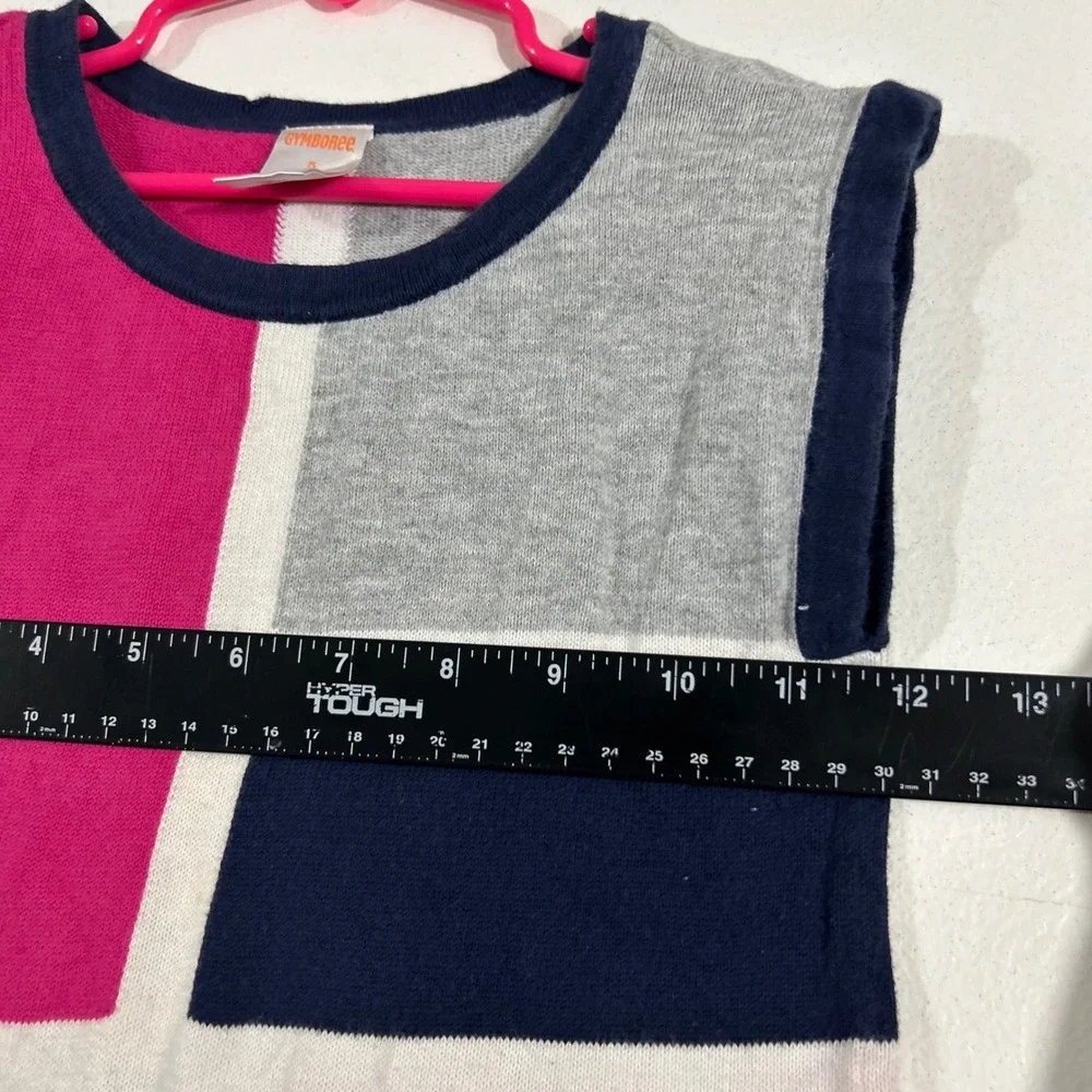 Gymboree Girls Colorblock Sleeveless Sweater Dress Size 5 Pink Gray Navy Cotton
